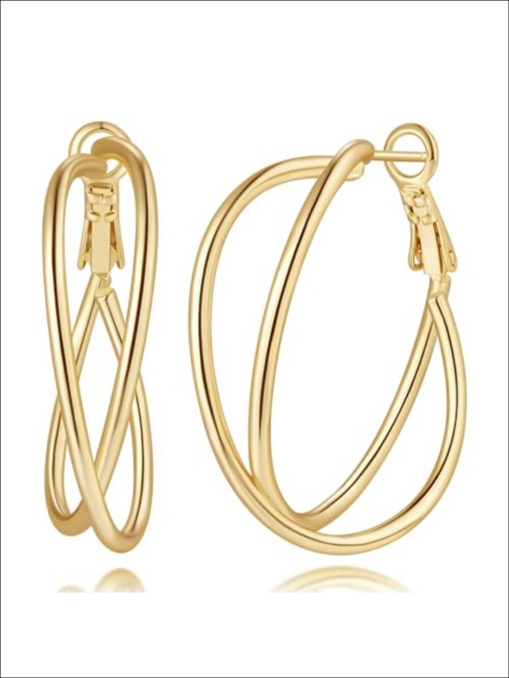 14K Gold Plated Hoop Earrings 35mm Oversize Women Jewelry